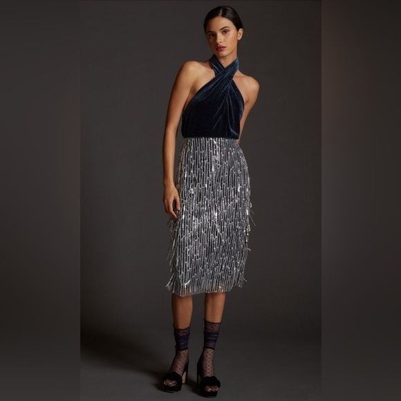 Maeve Dresses & Skirts - Maeve Sequined Fringe Midi Skirt - size 10 - NWT $180